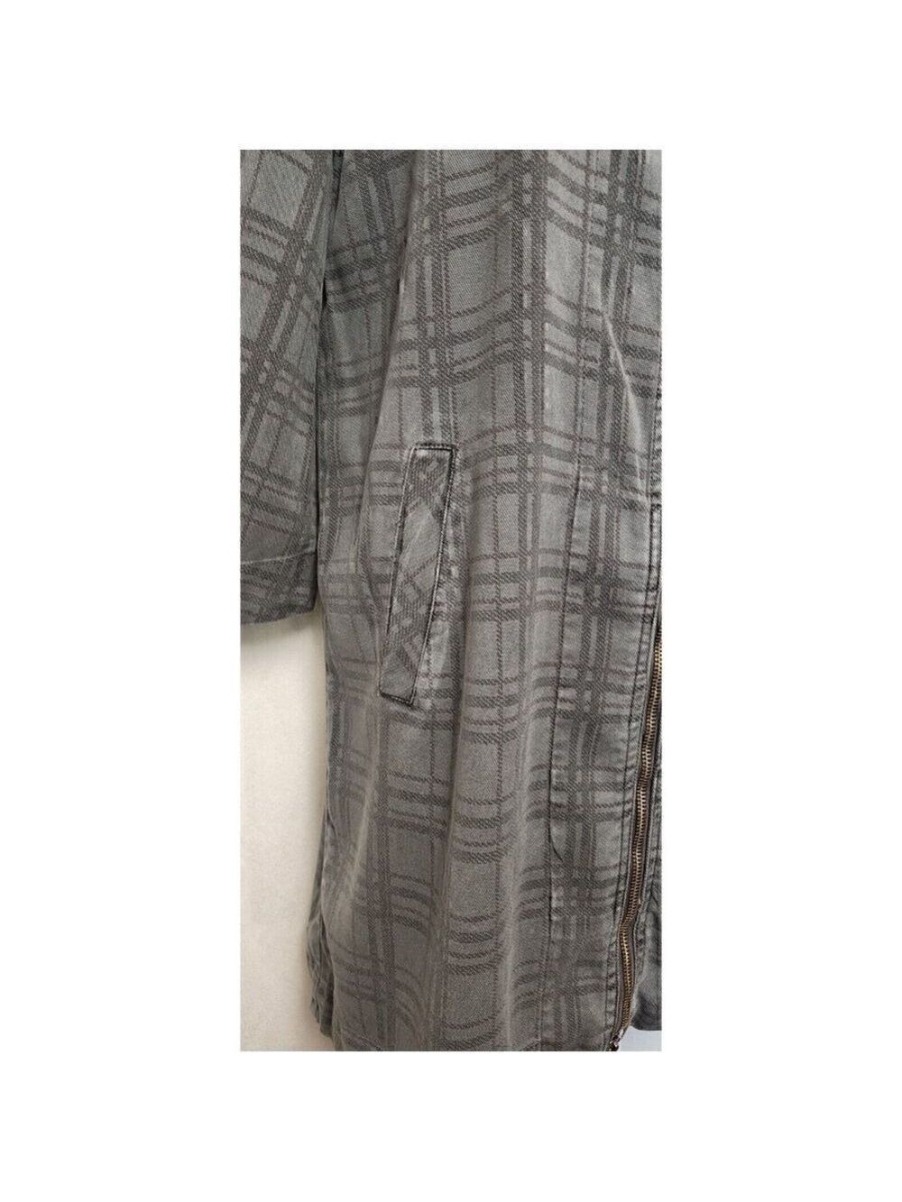 XCVI Boxy Plaid Glen Check Pattern Bell Sleeves Tunic Front Zip Jacket Size XS - Picture 7 of 9